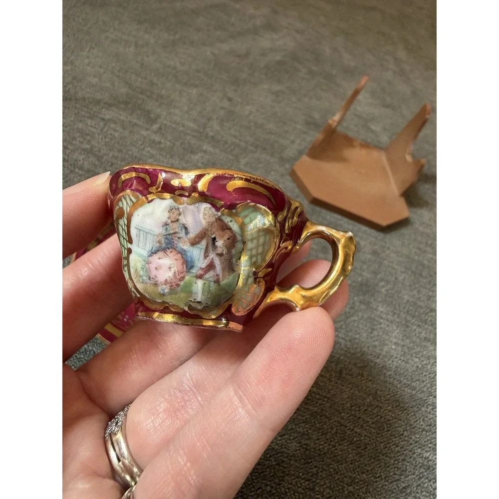 Antique Royal Vienna Porcelain Demitasse Cup Saucer Hand Painted Bindenschild